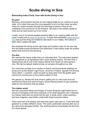 Rebranding India’s Party Town with Scuba Diving in Goa