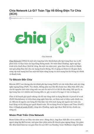 Chia Network Là Gì? Toàn Tập Về Đồng Điện Tử Chia (XCH)