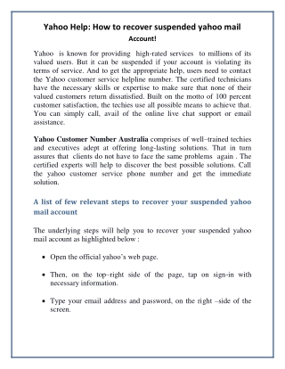Yahoo Help: How to recover suspended yahoo mail account!