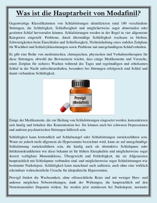 Was ist die Hauptarbeit von Modafinil