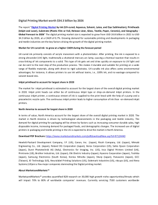 Digital Printing Market by Ink, Printheads, Substrate | COVID-19 Impact Analysis