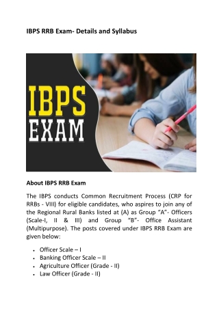 IBPS RRB Exam- Details And Syllabus