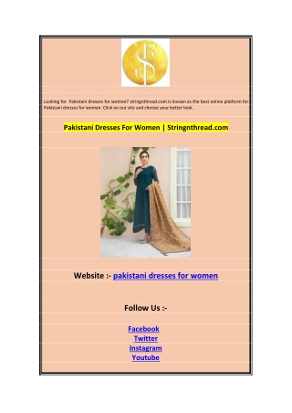 Pakistani Dresses For Women  Stringnthread.com