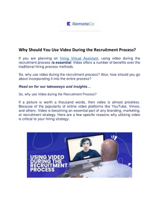 Why Should You Use Video During the Recruitment Process?