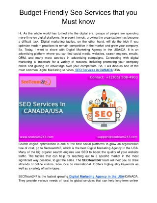 Budget-Friendly SEO Services that you Must know