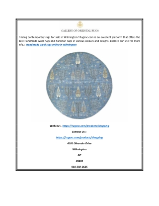 Handmade Wool Rugs Online in Wilmington | Rugsnc.com