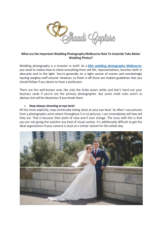 What are the Important Wedding Photography Melbourne Rule To Instantly Take Better Wedding Photos