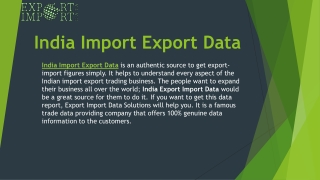 Import Export Data