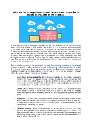 What are the strategies used by web development companies to reduce bounce rate on the website