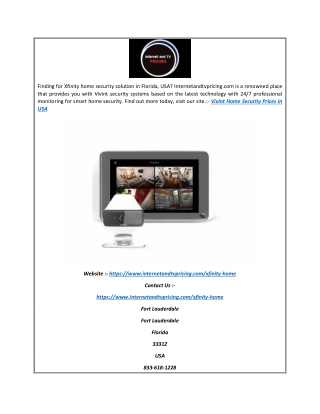 Vivint Home Security Prices in USA | Internetandtvpricing.com