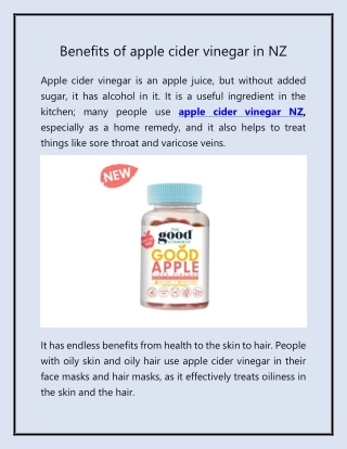 Benefits of apple cider vinegar in NZ