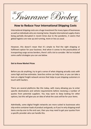 How to Reduce Your International Shipping Costs