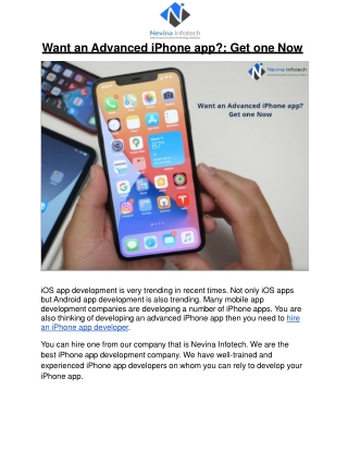Want an Advanced iPhone app?: Get one Now