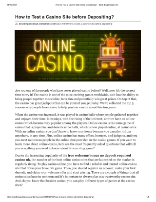 How to Test a Casino Site before Depositing?