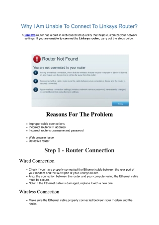 Why I Am Unable To Connect To Linksys Router? | Solved