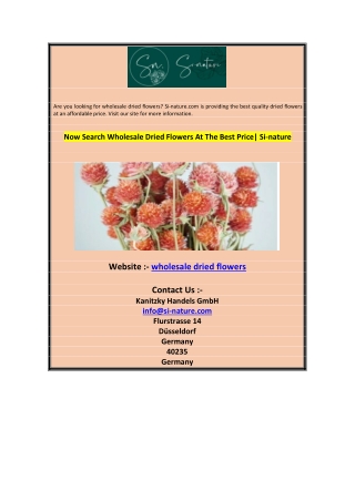 Now Search Wholesale Dried Flowers At The Best Price Si-nature