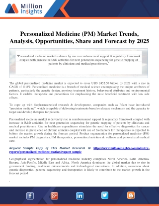 Personalized Medicine (PM) Market Trends, Analysis, Opportunities, Share and For