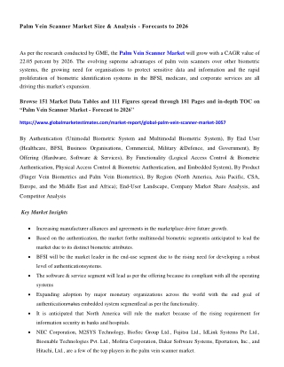 COVID-19 Impact on Global Palm Vein Scanner Market