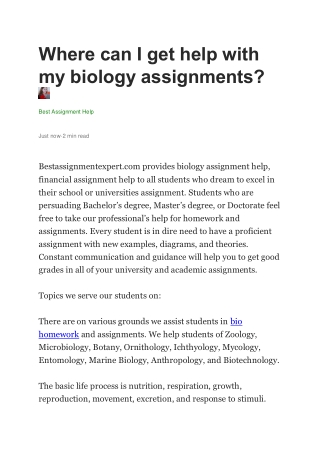 Where can I get help with my biology assignments