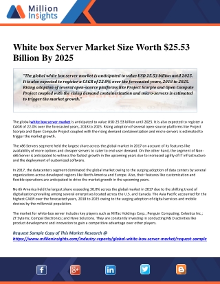 White box Server Market Size Worth $25.53 Billion By 2025