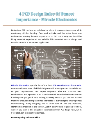 4 PCB Design Rules Of Utmost Importance - Miracle Electronics