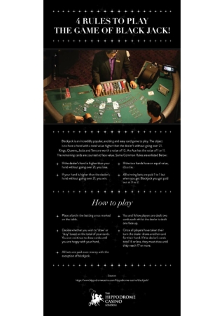 4 Rules To Play The Game of Black Jack