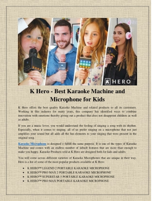 K Hero - Best Karaoke Machine and Microphone for Kids