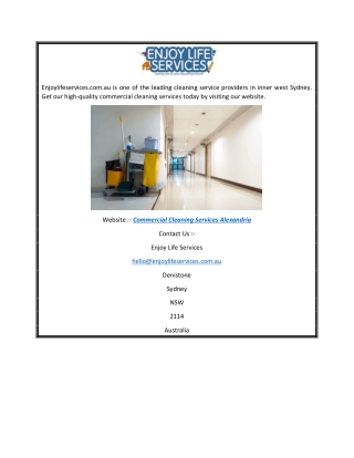Commercial Cleaning Services Alexandria  Enjoylifeservices.com.au