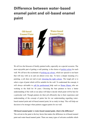 Difference between water-based enamel paint and oil-based enamel paint
