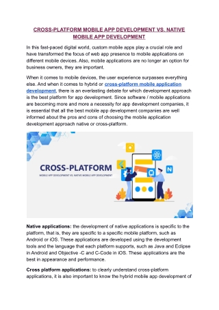 CROSS-PLATFORM MOBILE APP DEVELOPMENT VS. NATIVE MOBILE APP DEVELOPMENT