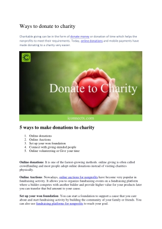 Ways to donate to charity | Giving to charity