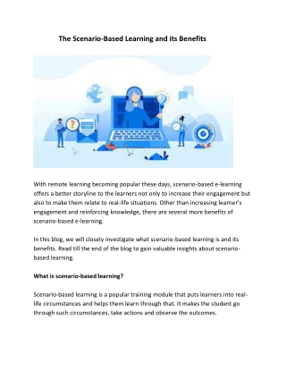 The Scenario-Based Learning and its Benefits