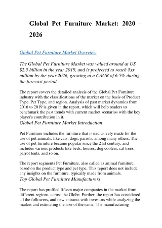 Global Pet Furniture Market