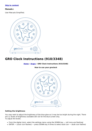 Gro Clock Instructions