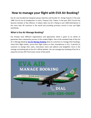 Eva Air Manage Booking