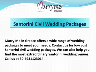 Santorini Civil Wedding Packages