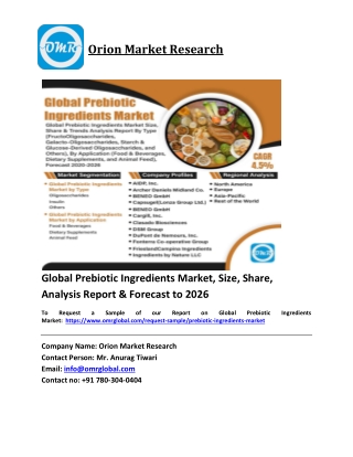 Global Prebiotic Ingredients Market Trends, Size, Competitive Analysis and Forec