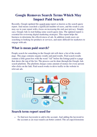 Google Removes Search Terms Which May Impact Paid Search