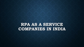 RPA as a Service companies in India