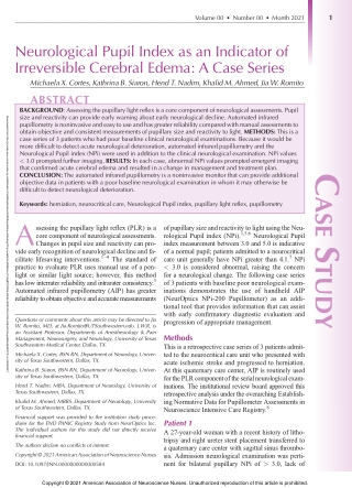 Neurological Pupil Index as an Indicator of Irreversible Cerebral Edema: A Case