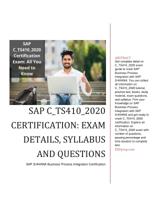 SAP C_TS410_2020 Certification: Exam Details, Syllabus and Questions