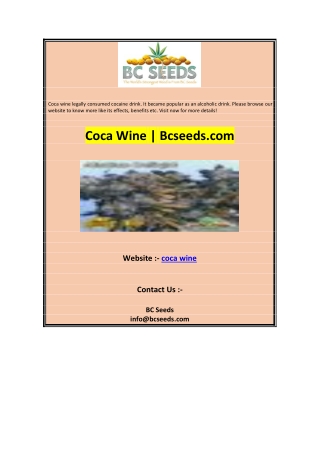 Coca Wine  Bcseeds.com