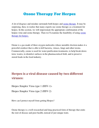 Ozone Therapy For Herpes