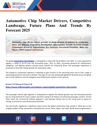 Automotive Chip Market 2025 Size, Share, Classification, Application