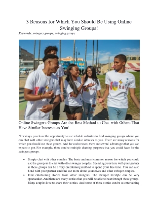 3 Reasons for Which You Should Be Using Online Swinging Groups!