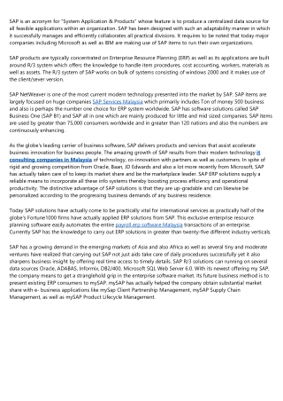 Increasing Demand For SAP ERP System