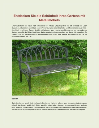 Entdecken Sie die Schönheit Ihres Gartens mit Metallmöbeln
