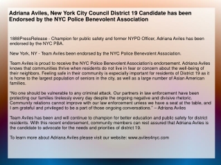 Adriana Aviles, New York City Council District 19 Candidate has been Endorsed by