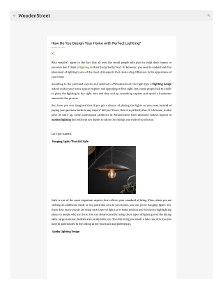 How Do You Design Your Home with Perfect Lighting
