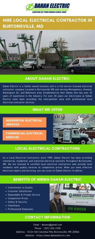 Hire Local Electrical Contractor in Burtonsville, MD